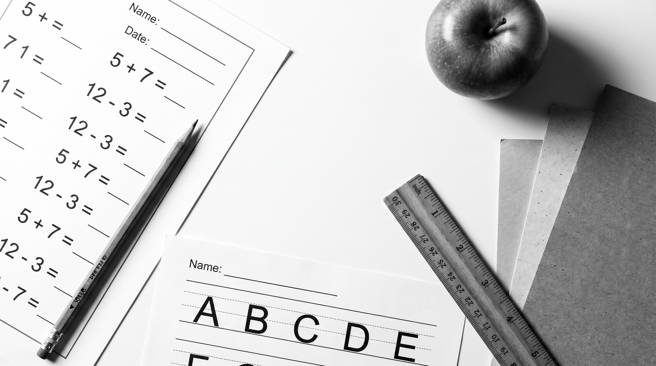 Teaching materials flat lay